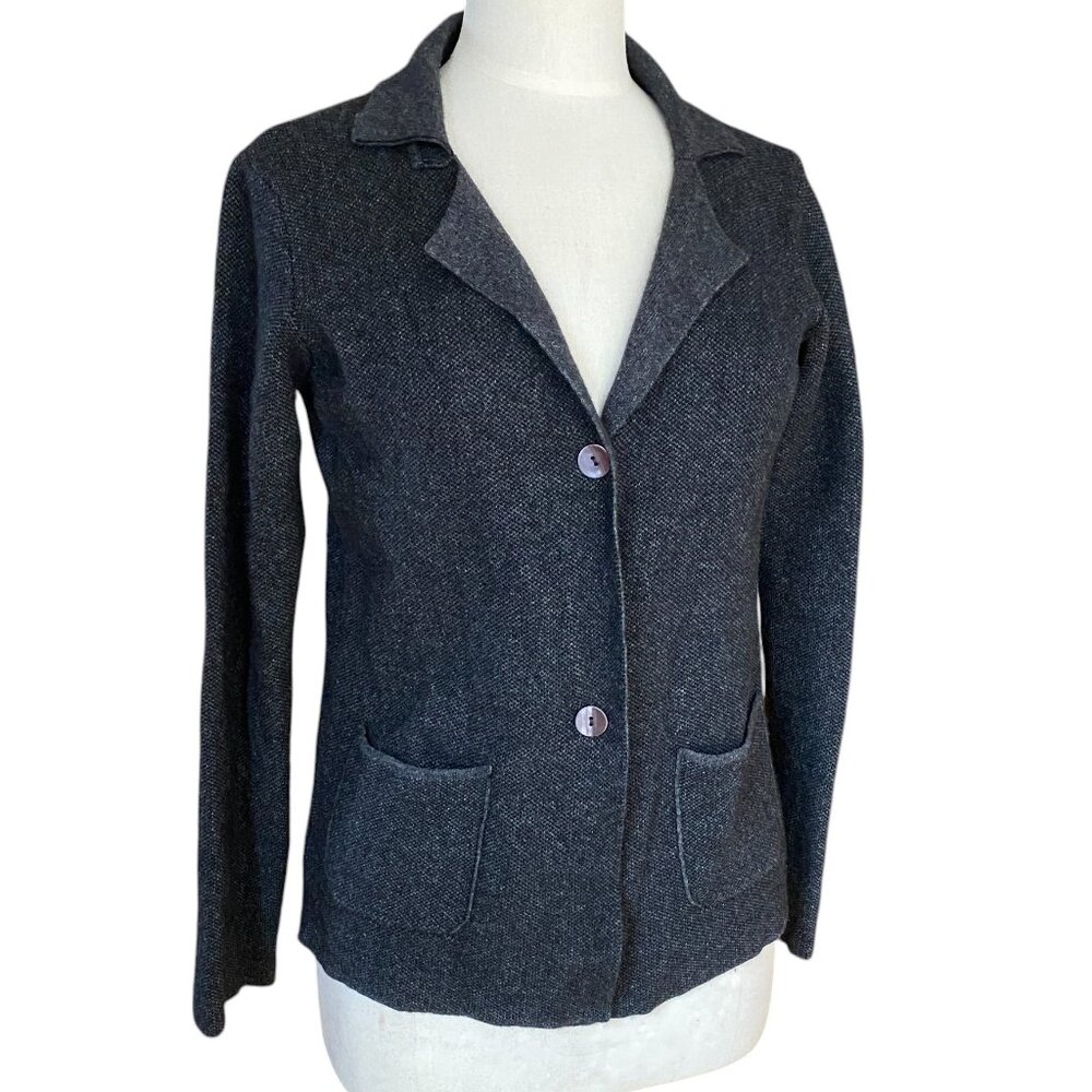 Benedetta B Italian Merino Wool Cashmere Knit Blazer Gray Quiet Luxury Capsule-M